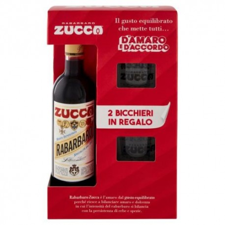 Amaro Rabarbaro Zucca 70 Cl + 2 Bicchieri In Regalo