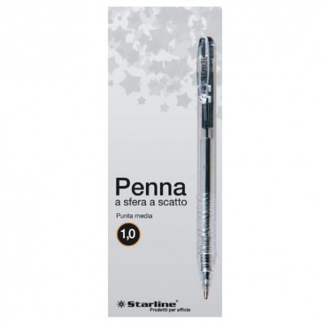 Penna a Sfera a Scatto Punta 1,0mm Nera Starline conf 20 pezzi
