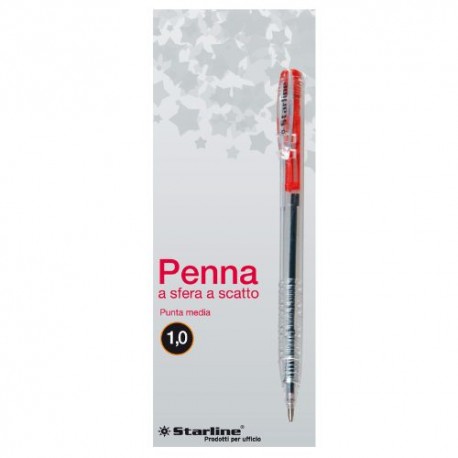 Penna a Sfera a Scatto Punta 1,0mm Rossa Starline conf 20 pezzi