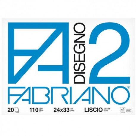 Fabriano Fogli da Disegno Blocco F2 24x33cm  20 fogli  110gr liscio 4 angoli